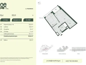 Prodej bytu 2+kk, Praha - Libeň, Na kopečku, 47 m2