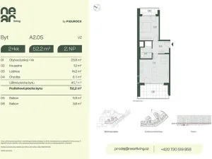 Prodej bytu 2+kk, Praha - Libeň, Na kopečku, 50 m2