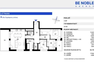 Prodej bytu 3+kk, Praha - Letňany, Tupolevova, 93 m2