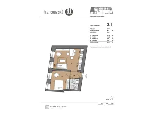 Pronájem bytu 2+kk, Brno, Cejl, 45 m2