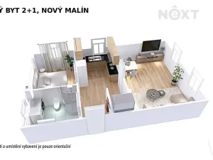 Pronájem bytu 2+1, Nový Malín, 49 m2