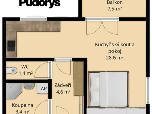 Pronájem bytu 1+kk, Plzeň, Vysoká, 38 m2