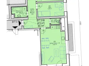 Prodej bytu 3+kk, Brno, Chvalovka, 54 m2