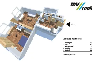 Prodej bytu 2+kk, Praha - Holešovice, Schnirchova, 55 m2