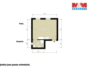 Pronájem bytu 1+kk, Plzeň - Malesice, Mlýnská, 25 m2