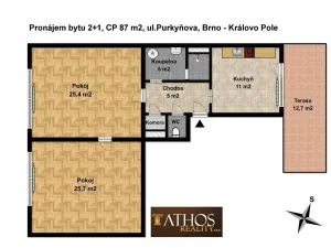 Pronájem bytu 2+1, Brno, Purkyňova, 74 m2