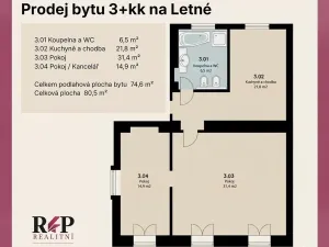 Prodej bytu 3+kk, Praha - Holešovice, Skalecká, 80 m2