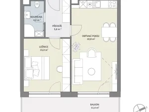 Prodej bytu 2+kk, Praha - Hlubočepy, Na Zlíchově, 52 m2