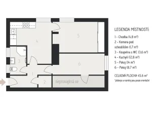 Pronájem bytu 2+1, Řevnice, Švabinského, 45 m2
