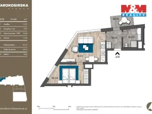 Pronájem bytu 2+kk, Praha - Košíře, Starokošířská, 43 m2