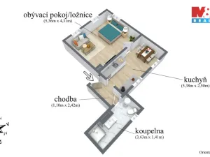 Prodej bytu 1+1, Benešov nad Ploučnicí, Palackého, 41 m2