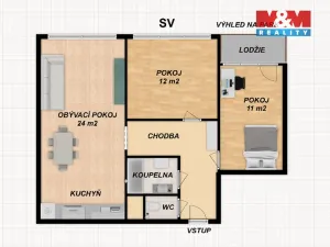 Pronájem bytu 3+kk, Praha - Modřany, Hasova, 65 m2