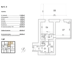Prodej bytu 2+kk, Postupice, Blanická, 68 m2