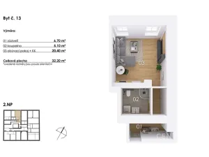 Prodej bytu 1+kk, Postupice, Blanická, 32 m2