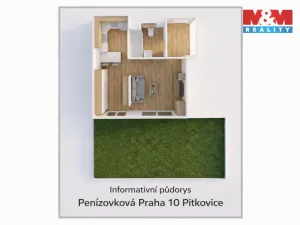 Prodej bytu 1+kk, Praha - Pitkovice, Penízovková, 37 m2