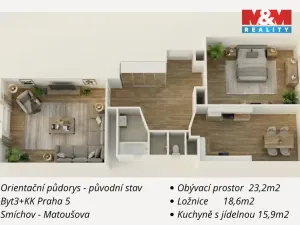 Prodej bytu 3+kk, Praha - Smíchov, Matoušova, 76 m2