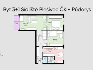 Prodej bytu 3+1, Český Krumlov, Sídliště Plešivec, 74 m2