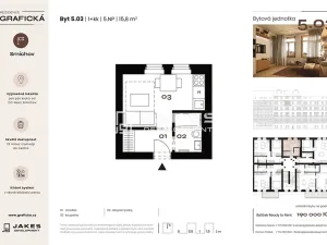 Prodej bytu 1+kk, Praha - Smíchov, Grafická, 16 m2
