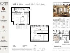 Prodej bytu 3+kk, Praha - Smíchov, Grafická, 51 m2