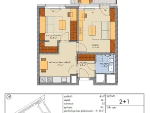 Prodej bytu 2+1, Praha - Hlubočepy, Vítové, 51 m2