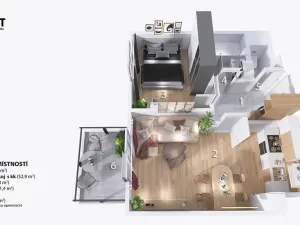 Pronájem bytu 2+kk, Brno, Hlinecká, 52 m2