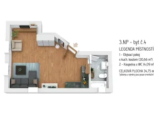 Pronájem bytu 1+kk, Hostinné, Dolní brána, 35 m2