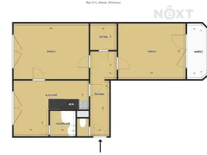 Pronájem bytu 2+1, Olomouc, Jílová, 58 m2