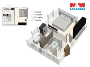 Prodej bytu 1+1, Praha - Letňany, Rýmařovská, 35 m2