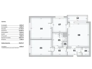 Pronájem bytu 3+1, Praha - Hlubočepy, Pražského, 76 m2