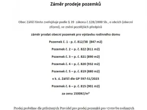 Prodej pozemku pro bydlení, Záříčí, 811 m2