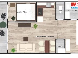 Pronájem bytu 2+kk, Praha - Modřany, Krouzova, 53 m2