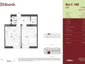 Prodej bytu 2+kk, Praha - Braník, Ke Krči, 53 m2