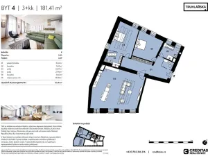 Pronájem bytu 3+kk, Praha - Nové Město, Truhlářská, 181 m2