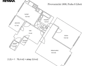 Pronájem bytu 2+1, Praha - Libeň, Pivovarnická, 78 m2