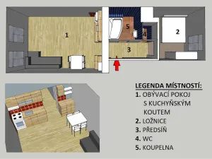 Pronájem bytu 2+kk, České Budějovice - České Budějovice 7, Heydukova, 43 m2