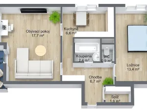 Prodej bytu 2+1, Veverská Bítýška, Na Bítýškách, 53 m2