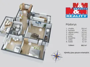 Prodej bytu 4+1, Ústí nad Labem - Krásné Březno, Neštěmická, 84 m2