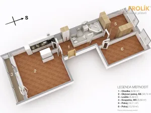 Pronájem bytu 3+kk, Praha - Řepy, Nevanova, 71 m2
