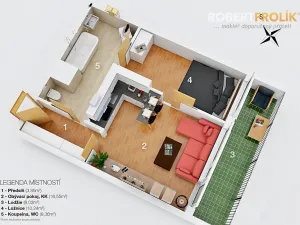 Pronájem bytu 2+kk, Praha - Ruzyně, Dědinská, 42 m2