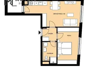 Pronájem bytu 2+kk, Pardubice, Nová Tesla, 47 m2