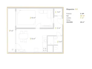 Pronájem bytu 1+1, Most, Růžová, 40 m2