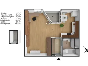 Prodej bytu 1+kk, Praha - Troja, Hnězdenská, 41 m2