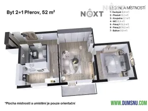 Pronájem bytu 2+1, Přerov, bří Hovůrkových, 51 m2