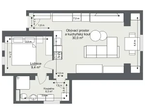 Pronájem bytu 2+kk, Praha - Vinoř, Moravanská, 47 m2