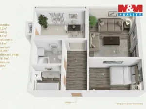 Prodej bytu 3+1, Karlovy Vary - Stará Role, Nádražní, 65 m2