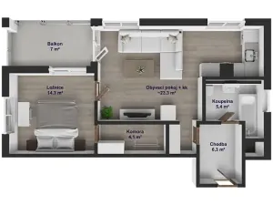 Prodej bytu 2+kk, Praha - Hlubočepy, Hugo Haase, 55 m2