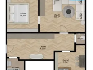 Prodej bytu 2+1, Doksy, Žižkova, 54 m2