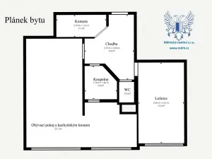 Prodej bytu 2+kk, Mělník, Slovany, 49 m2