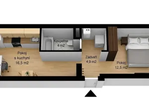 Pronájem bytu 2+kk, České Budějovice, Otakarova, 38 m2