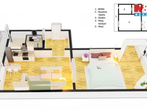 Pronájem bytu 2+kk, Pardubice - Zelené Předměstí, Masarykovo náměstí, 47 m2